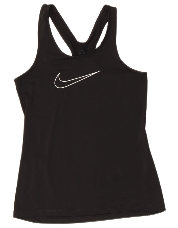 Nike Mujer Gráfico Chaleco Top UK 10 Pequeño Poliéster Negro