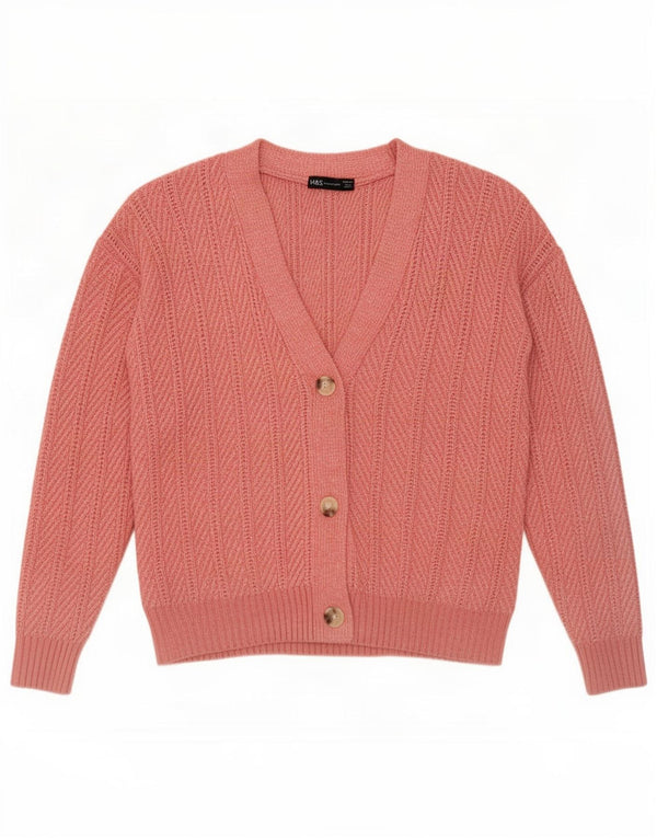 Marks & Spencer Suéter tipo cárdigan para mujer UK 44 Poliéster rosa medio