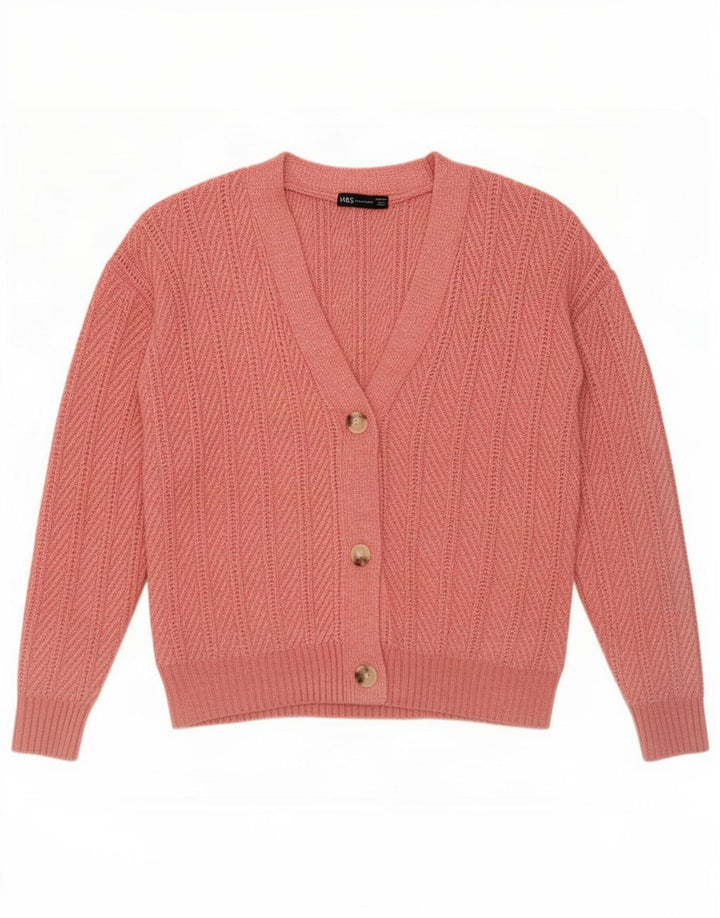 Marks & Spencer Suéter tipo cárdigan para mujer UK 44 Poliéster rosa medio