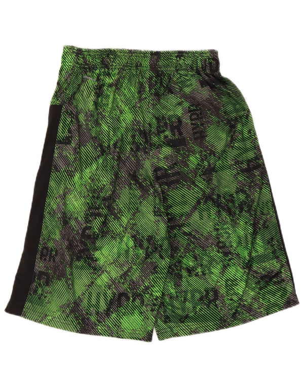 Reebok Pantalones cortos deportivos para hombre, talla grande, verde, geométrico, poliéster, deportes
