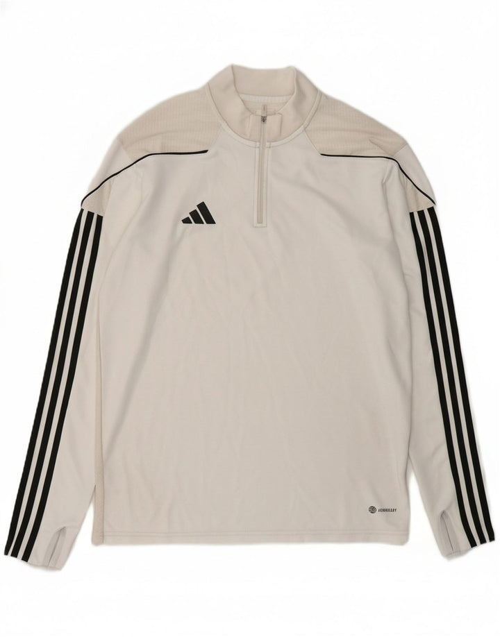 ADIDAS Mens Aeroready Slim Fit Pullover Tracksuit Top Medium Off White