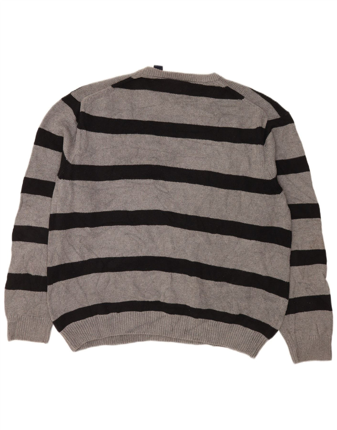 Chaps Jersey de cuello redondo para hombre, talla 2XL, algodón a rayas gris