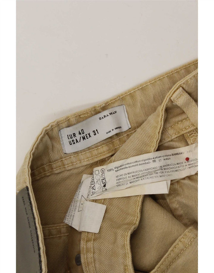 Zara Mens Denim Shorts EU 40 Medium W31 Algodón Beige
