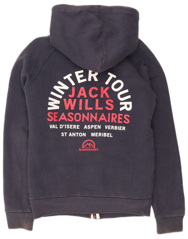 Jack Wills Suéter con capucha y cremallera Sherpa gráfica para mujer UK 8 Small Azul marino