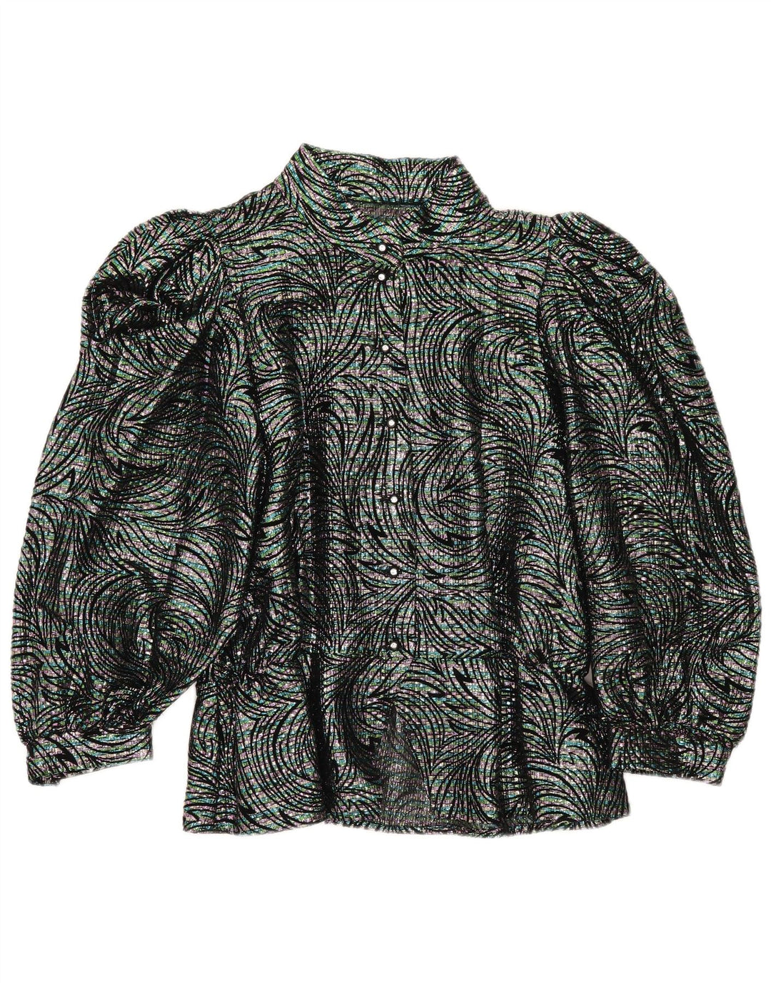 Vintage mujer camisa blusa IT 42 medio multicolor geométrico