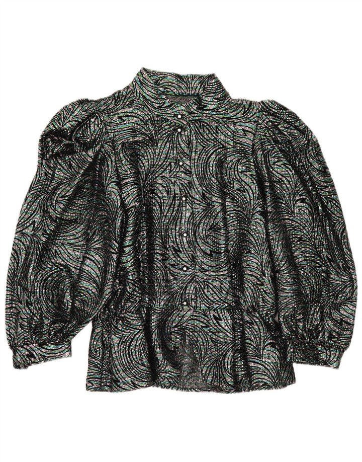 Vintage mujer camisa blusa IT 42 medio multicolor geométrico