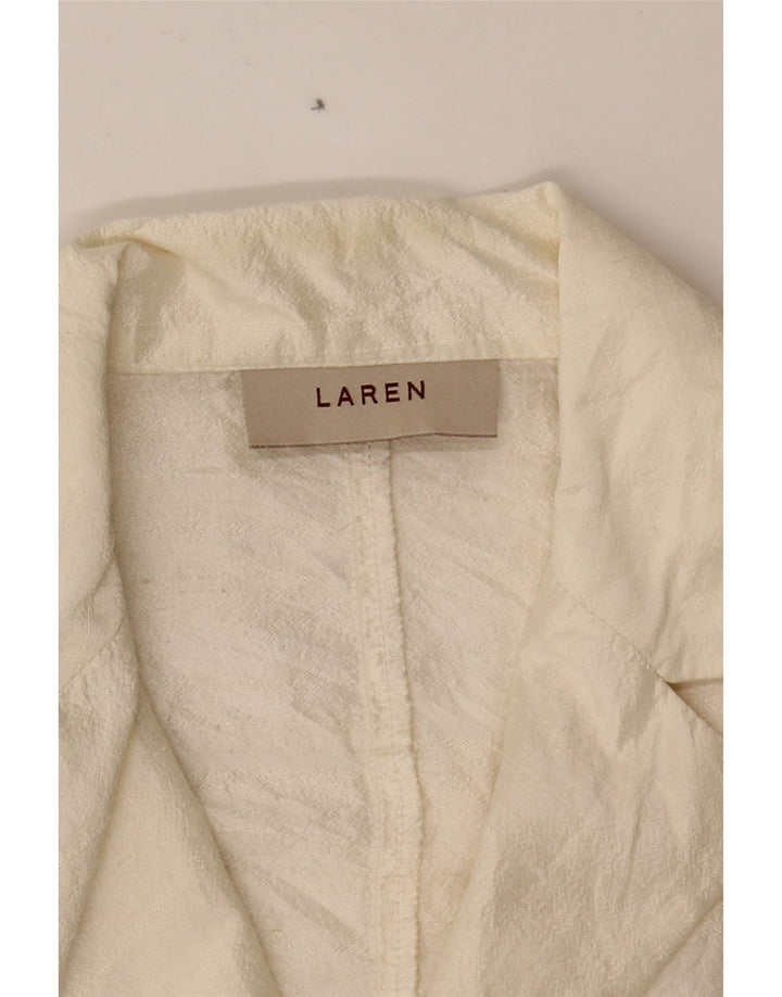 VINTAGE Womens 3 Button Blazer Jacket UK 12 Medium Off White Vintage Vintage and Second-Hand Vintage from Messina Hembry 