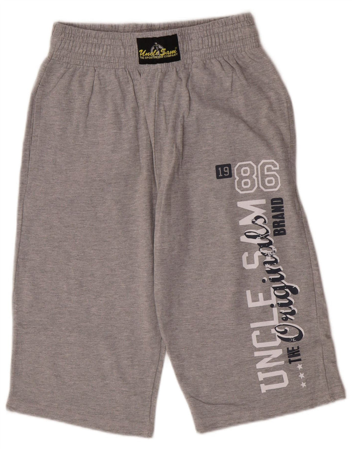 Bermudas deportivas con estampado gráfico para hombre del Tío Sam, algodón gris medio