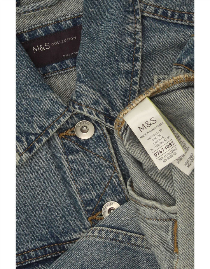 Marks & Spencer Chaqueta Vaquera para Mujer UK 10 Small Azul Algodón
