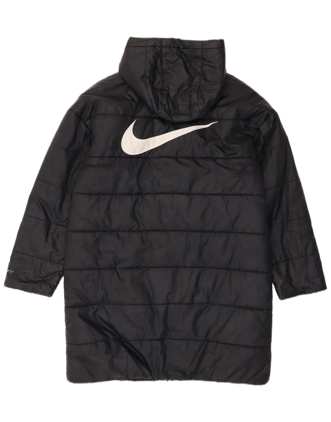 Nike Chaqueta acolchada con capucha Therma-Fit Graphic para mujer, talla 40, talla M, color negro