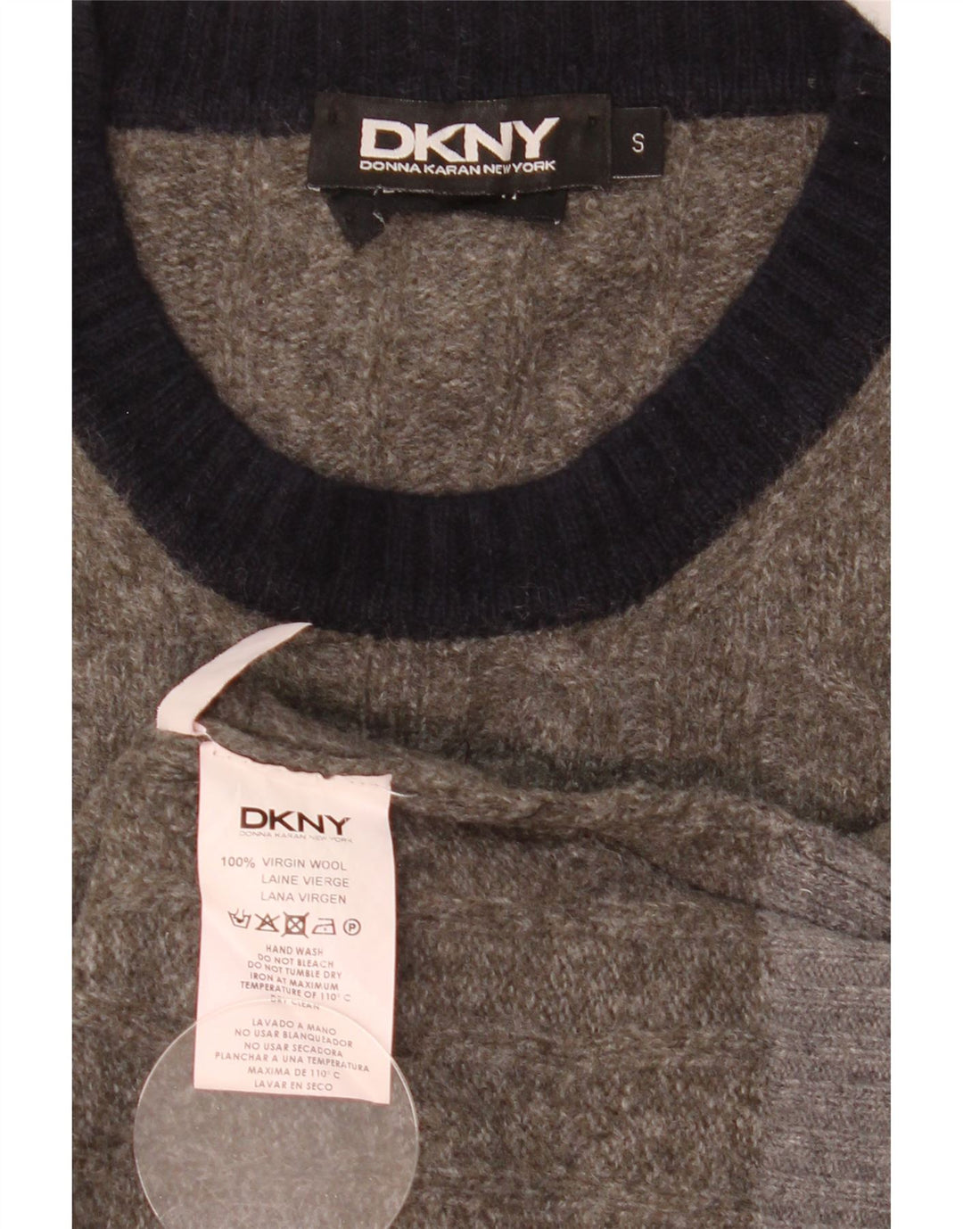 Dkny Jersey De Cuello Redondo Para Hombre De Lana Color Block Gris Pequeño