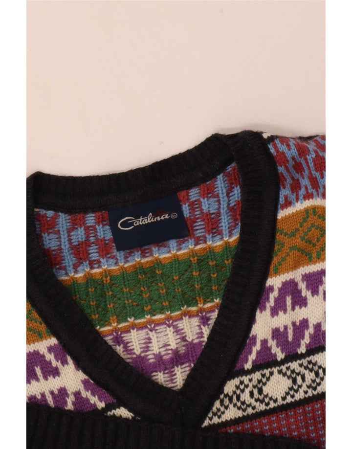 Catalina Jersey con Cuello en V para Hombre Small Multicolor Geométrico