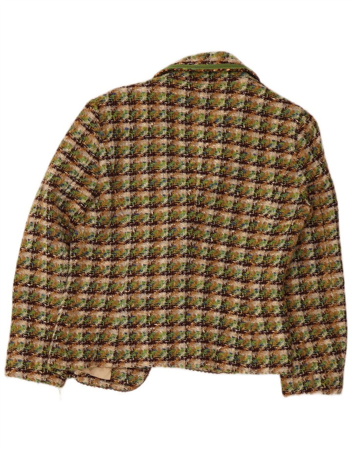 Intrend Chaqueta Blazer para Mujer UK 10 Small Green Check Lana Virgen