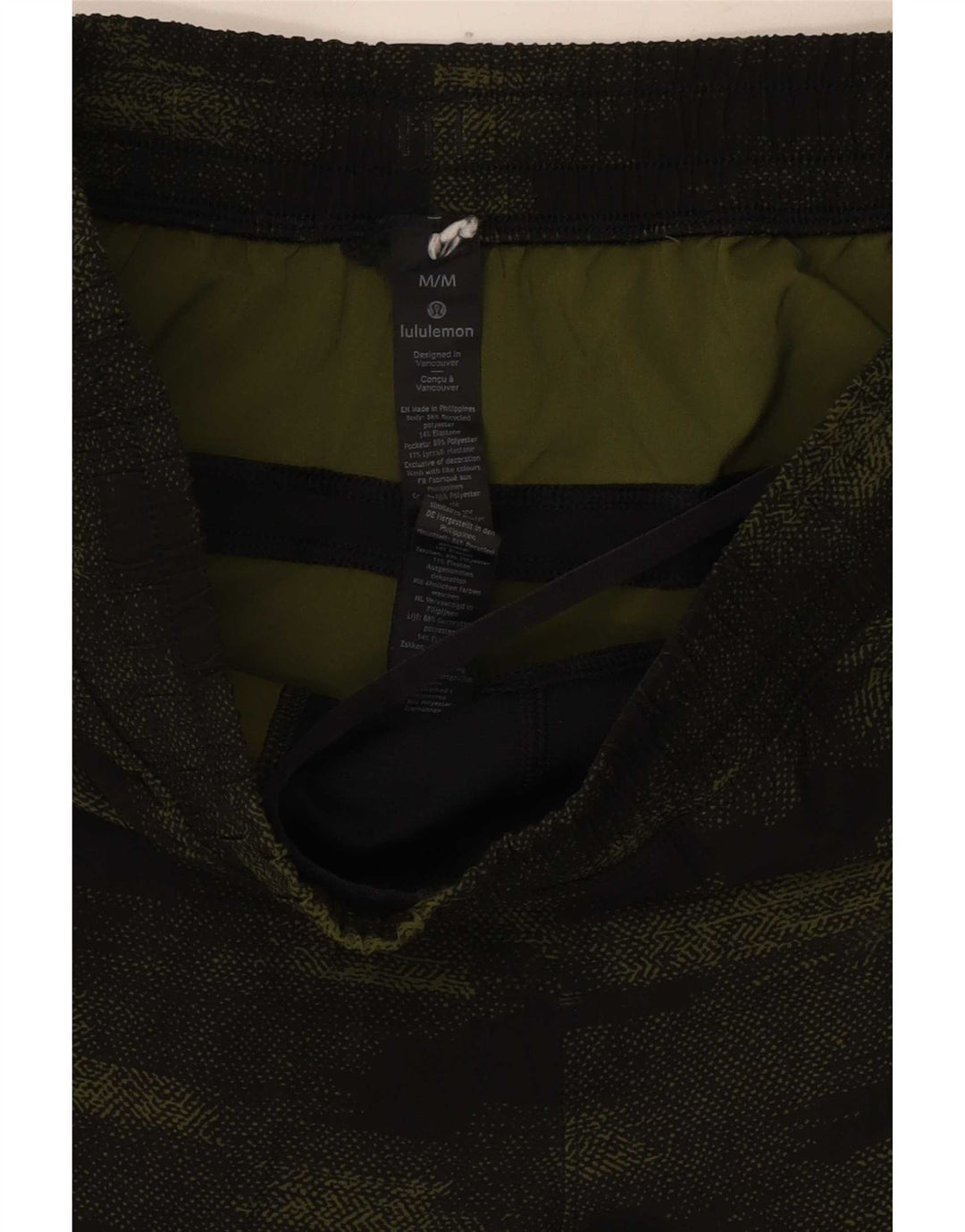 Lululemon Pantalones cortos deportivos para hombre Poliéster de camuflaje verde medio