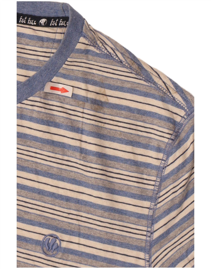 Camiseta de hombre Fat Face Top grande de algodón a rayas azules