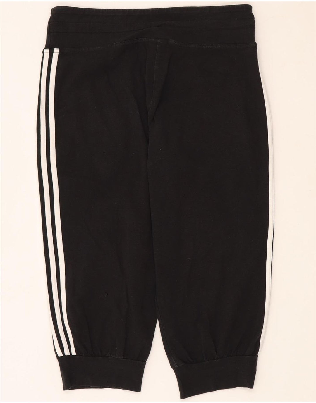 ADIDAS Mujer Capri Chándal Pantalones Joggers UK 16 Grande Negro Algodón