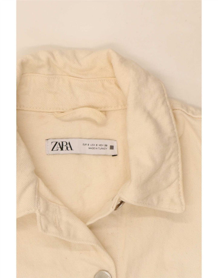 Zara Mujer Crop Chaqueta Vaquera Extragrande UK 10 Small Blanco