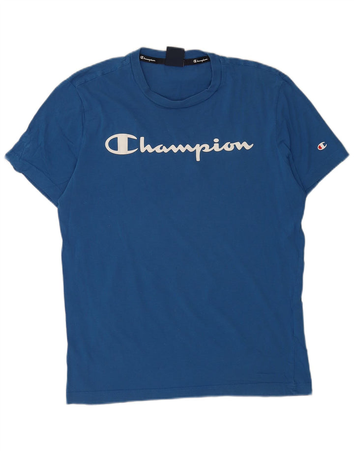 Champion Camiseta gráfica para hombre Top Small Blue Cotton