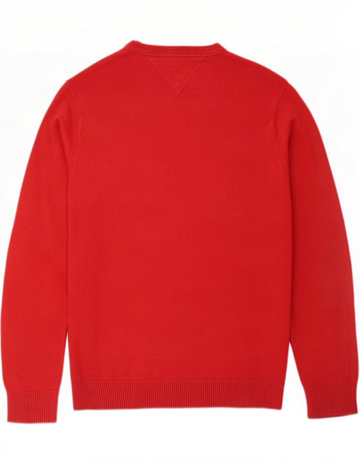 Tommy Hilfiger Jersey de cuello redondo para hombre pequeño de algodón rojo