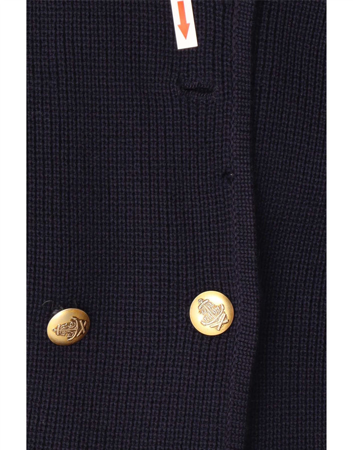 Vintage mujer doble pecho Blazer chaqueta Reino Unido 12 azul marino medio