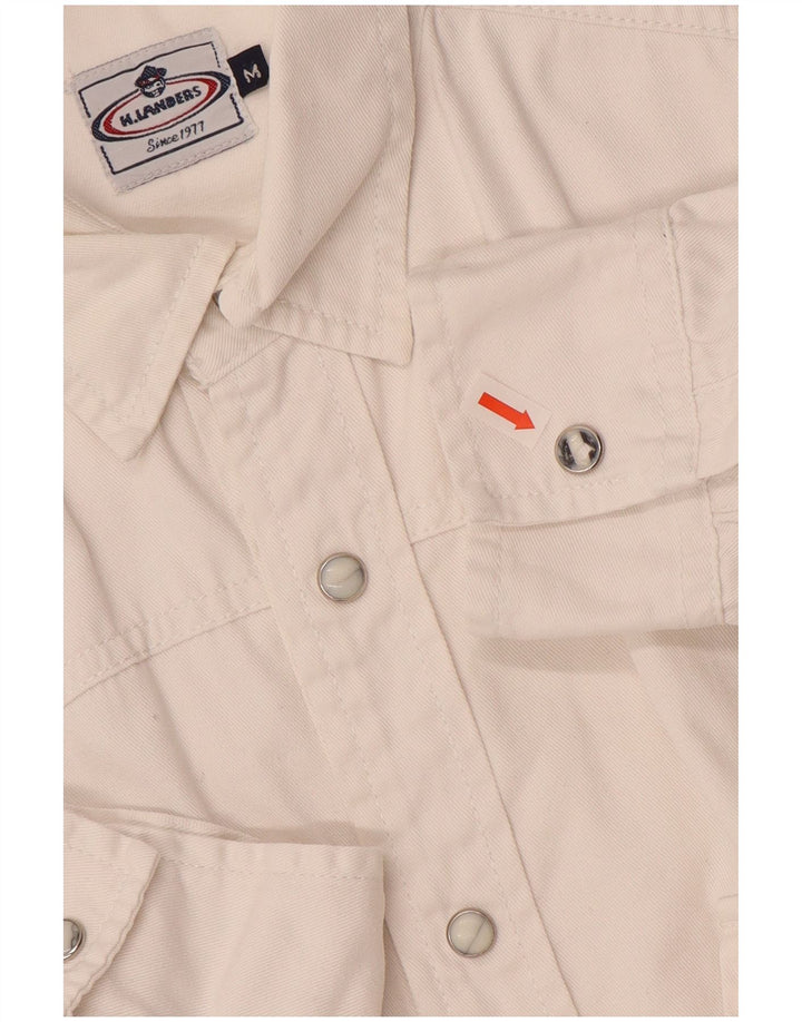 Camisa vaquera vintage para hombre Algodón blanco medio