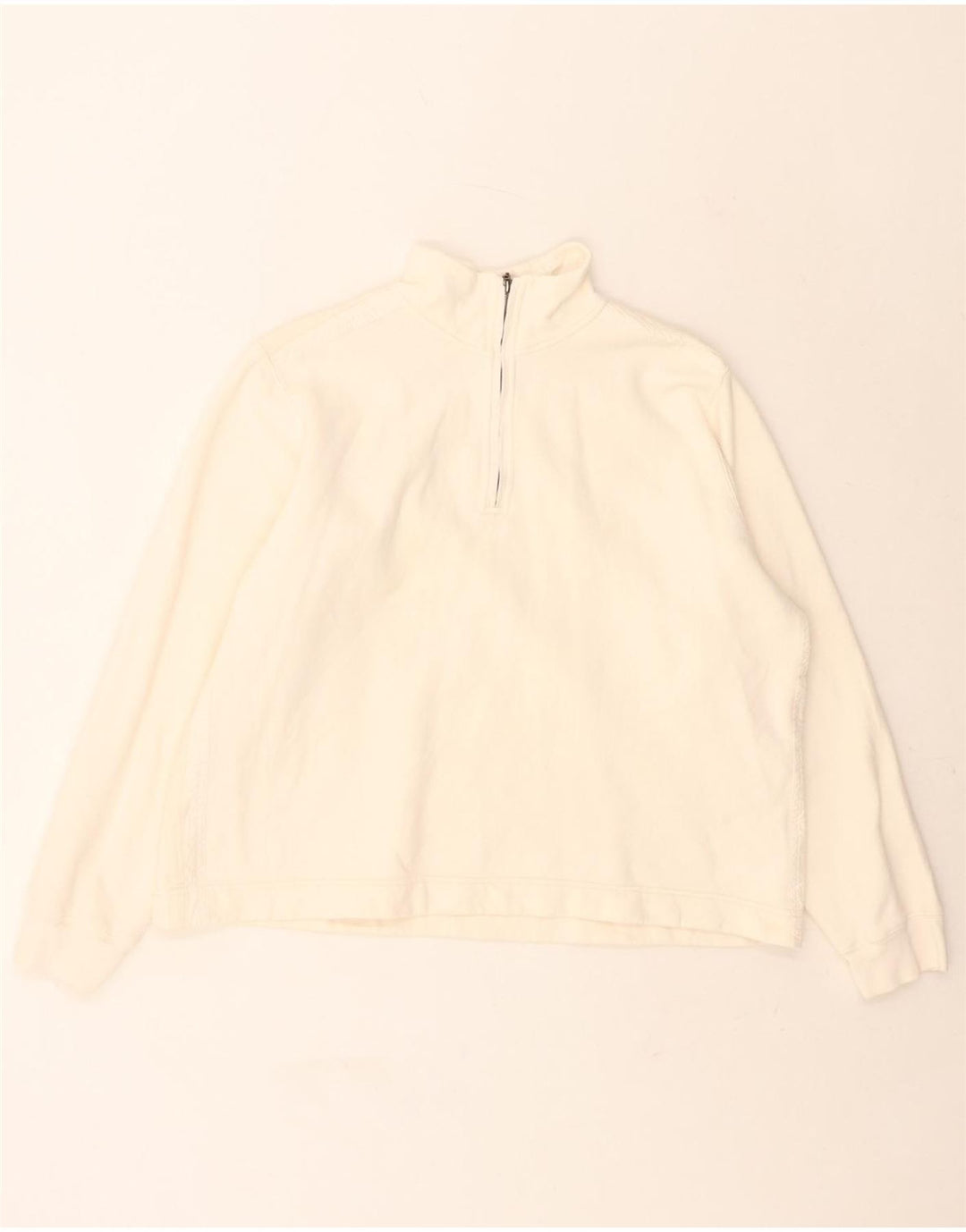 EDDIE BAUER Womens Oversized Zip Neck Sweatshirt Jumper UK 18 XL White Vintage Eddie Bauer and Second-Hand Eddie Bauer from Messina Hembry 