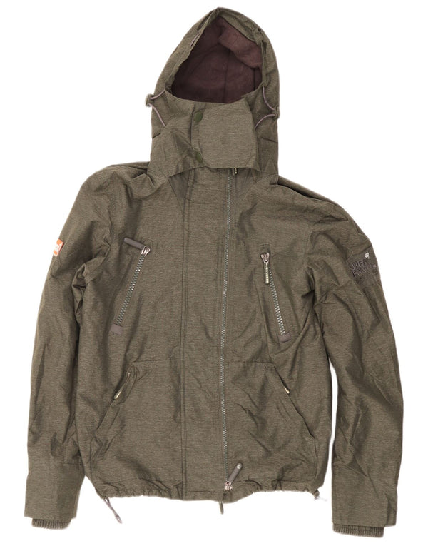 Superdry Chaqueta cortavientos con capucha para hombre UK 38 Medium Khaki Nylon
