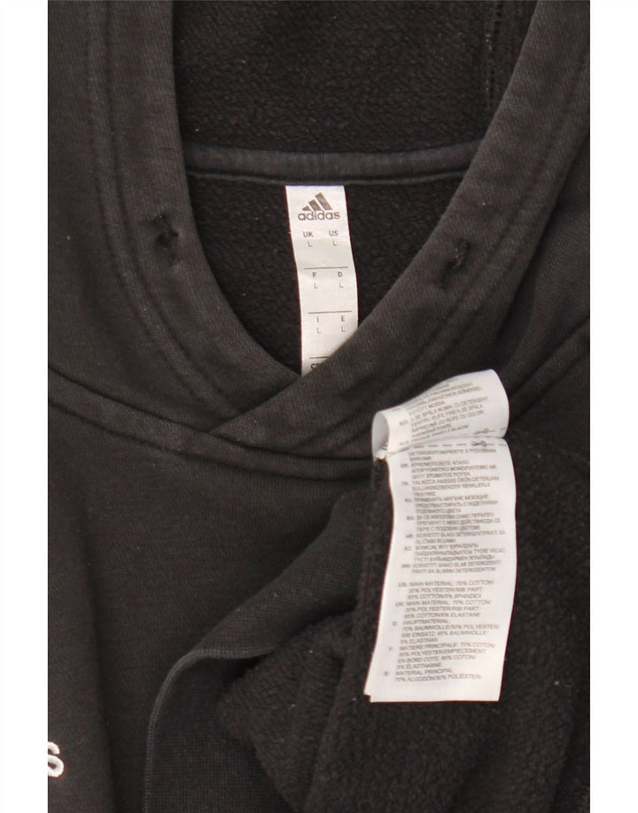 Adidas - Sudadera con capucha para hombre, talla grande, algodón negro