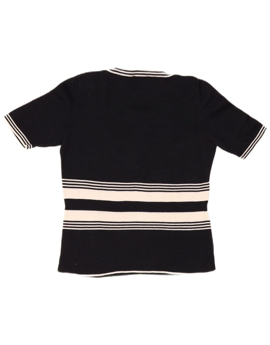 LUISA SPAGNOLI Suéter gráfico con cuello barco para mujer UK 40 Grande Negro