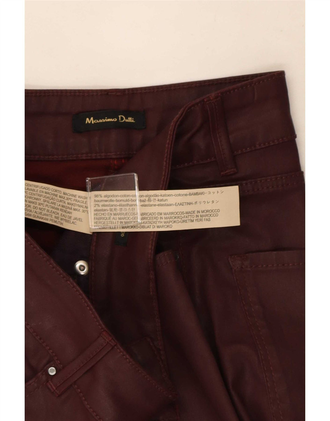 Falda Lápiz Mujer Massimo Dutti W28 Algodón Burdeos Medio