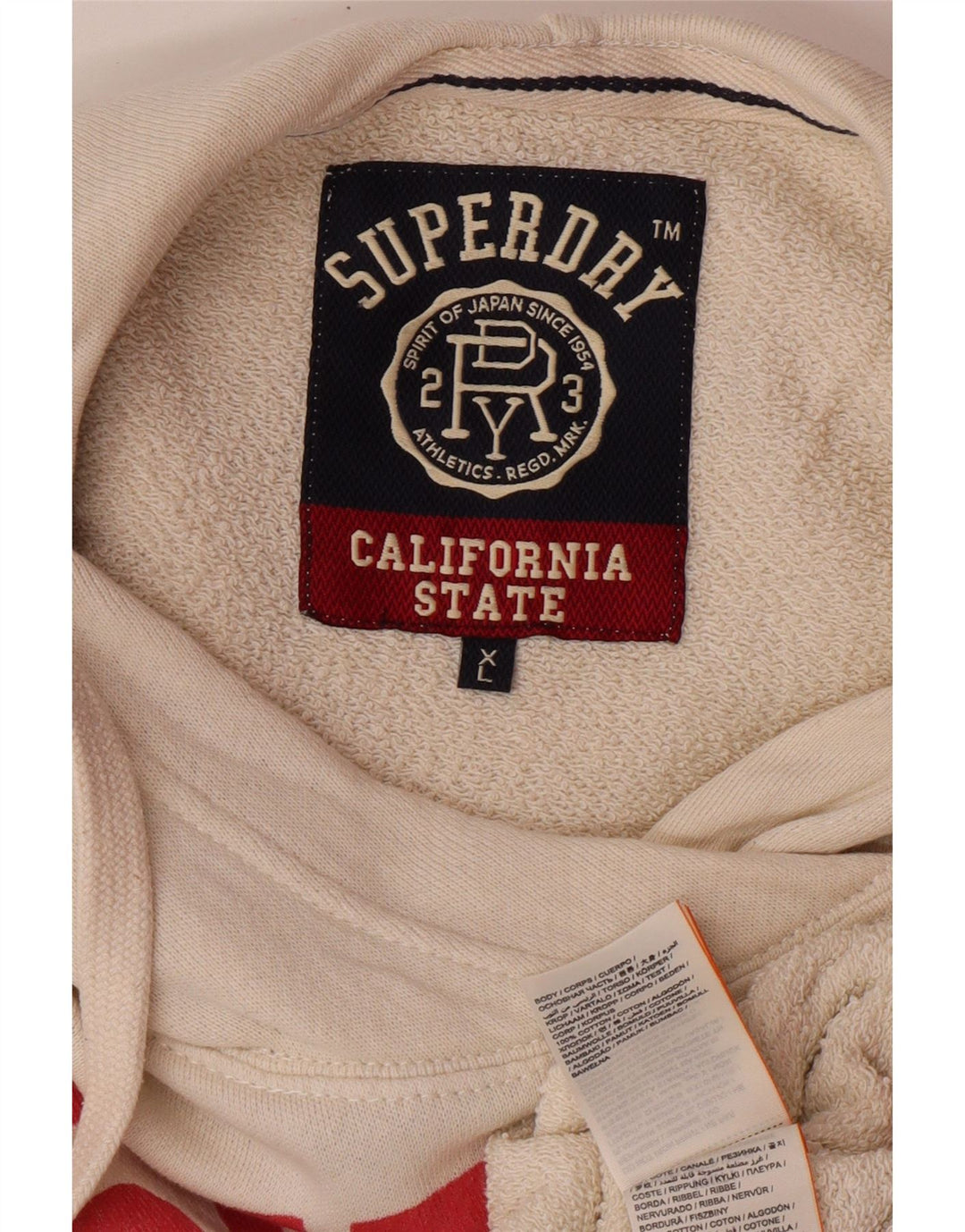 Superdry Jersey con capucha gráfica para mujer UK 40 XL Off White Cotton College