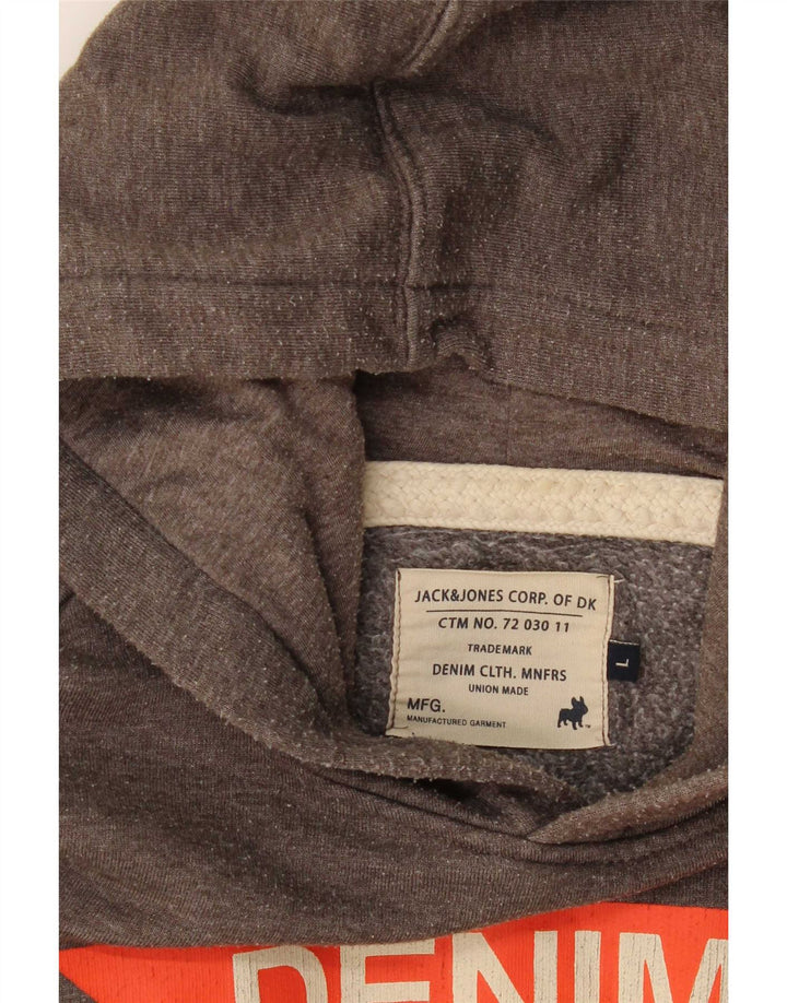 Jack & Jones Hombre Sudadera con Capucha Gráfica Jersey Grande Gris
