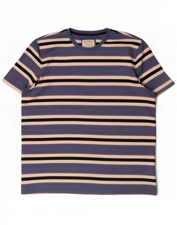 Camiseta para hombre Fat Face Top 2XL Algodón a rayas azules