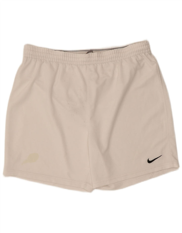 Nike - Pantalones cortos deportivos para hombre, talla 34/36, poliéster blanco grande