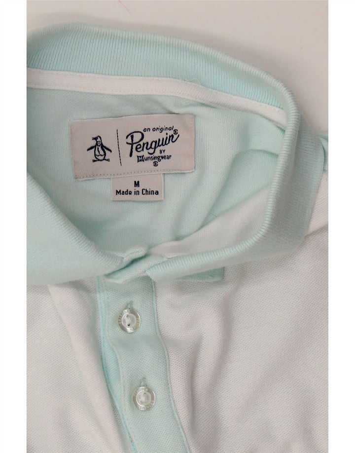PENGUIN Mens Polo Shirt Medium Off White Colourblock Cotton Vintage Penguin and Second-Hand Penguin from Messina Hembry 