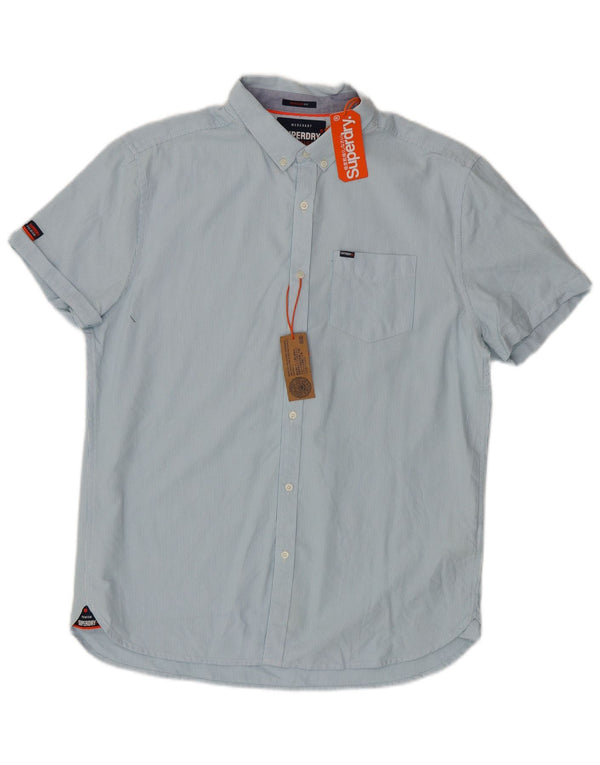 Superdry Camisa Regular Fit De Manga Corta Para Hombre XL De Algodón Con Rayas Azules