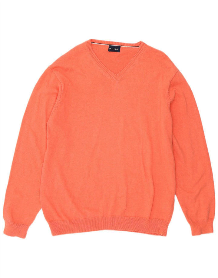 MASSIMO DUTTI Jersey Con Cuello En V Hombre Large Rosa Algodón