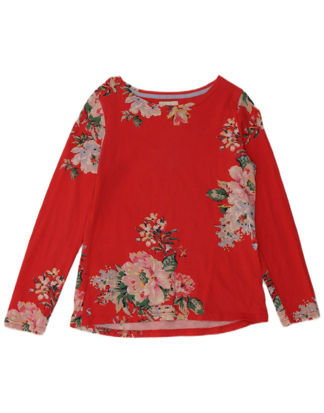 JOULES Top Mujer Manga Larga UK 42 Algodón Floral Rojo Mediano