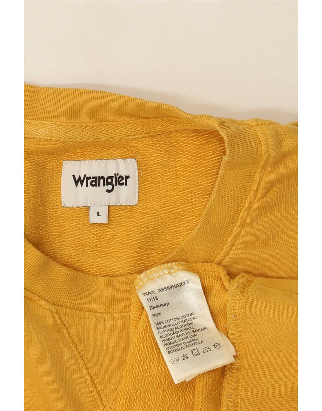 Wrangler Sudadera tipo jersey para hombre, talla grande, algodón amarillo