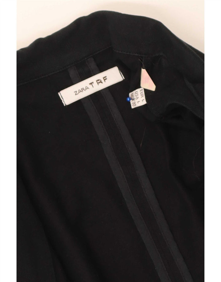 Zara Mujer Trafaluc Chaqueta Blazer De 2 Botones Reino Unido 44 Grande Algodón Negro