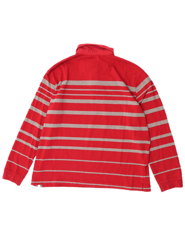 Hajo Polo de manga larga para hombre IT 56 2XL Algodón a rayas rojas