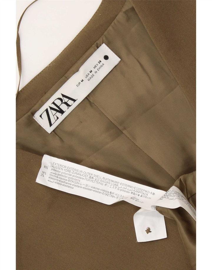 Zara Mujer Crop Chaleco UK 42 Medio Caqui Poliéster