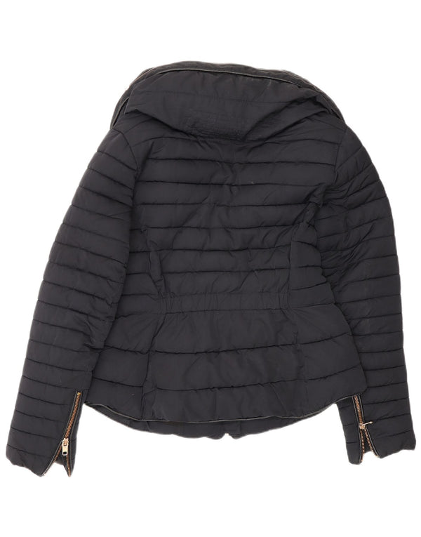 Zara Mujer Chaqueta Acolchada UK 42 Mediana Azul Marino Poliéster
