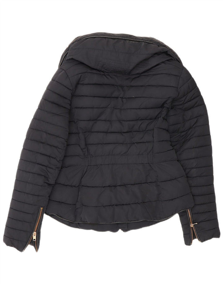 Zara Mujer Chaqueta Acolchada UK 42 Mediana Azul Marino Poliéster