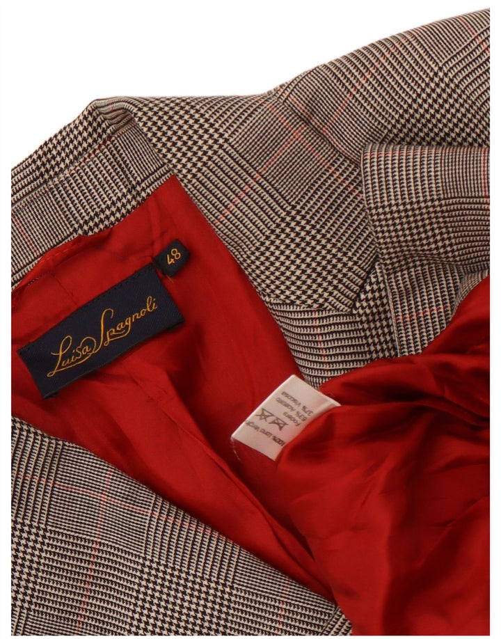 Luisa Spagnoli Chaqueta blazer de 3 botones para mujer IT 48 XL Lana de pata de gallo gris