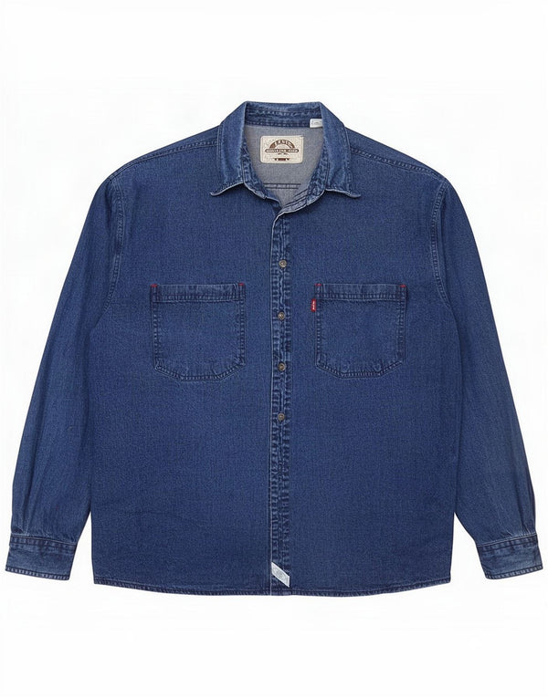 Levi's Camisa vaquera para hombre de algodón azul grande