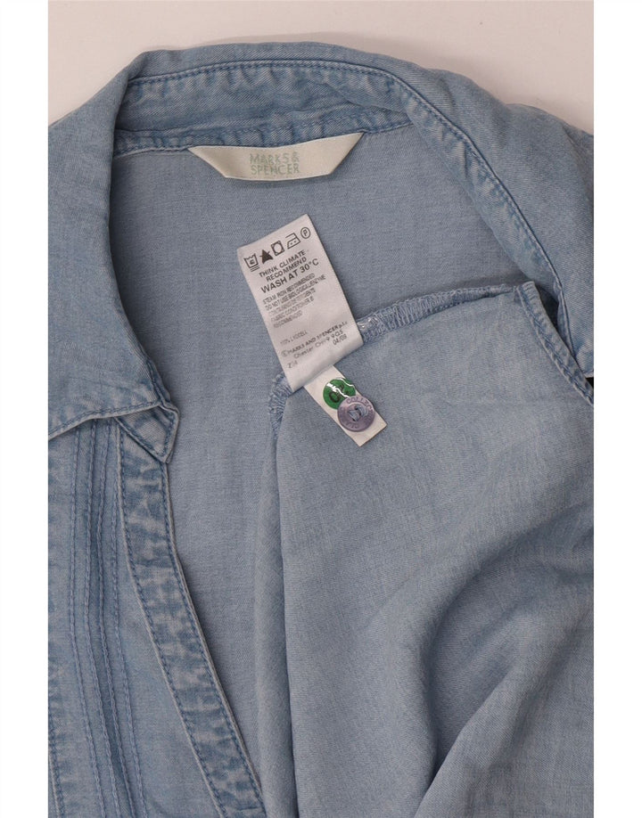 MARKS & SPENCER Camisa de manga corta para mujer UK 44 Large Lyocell azul