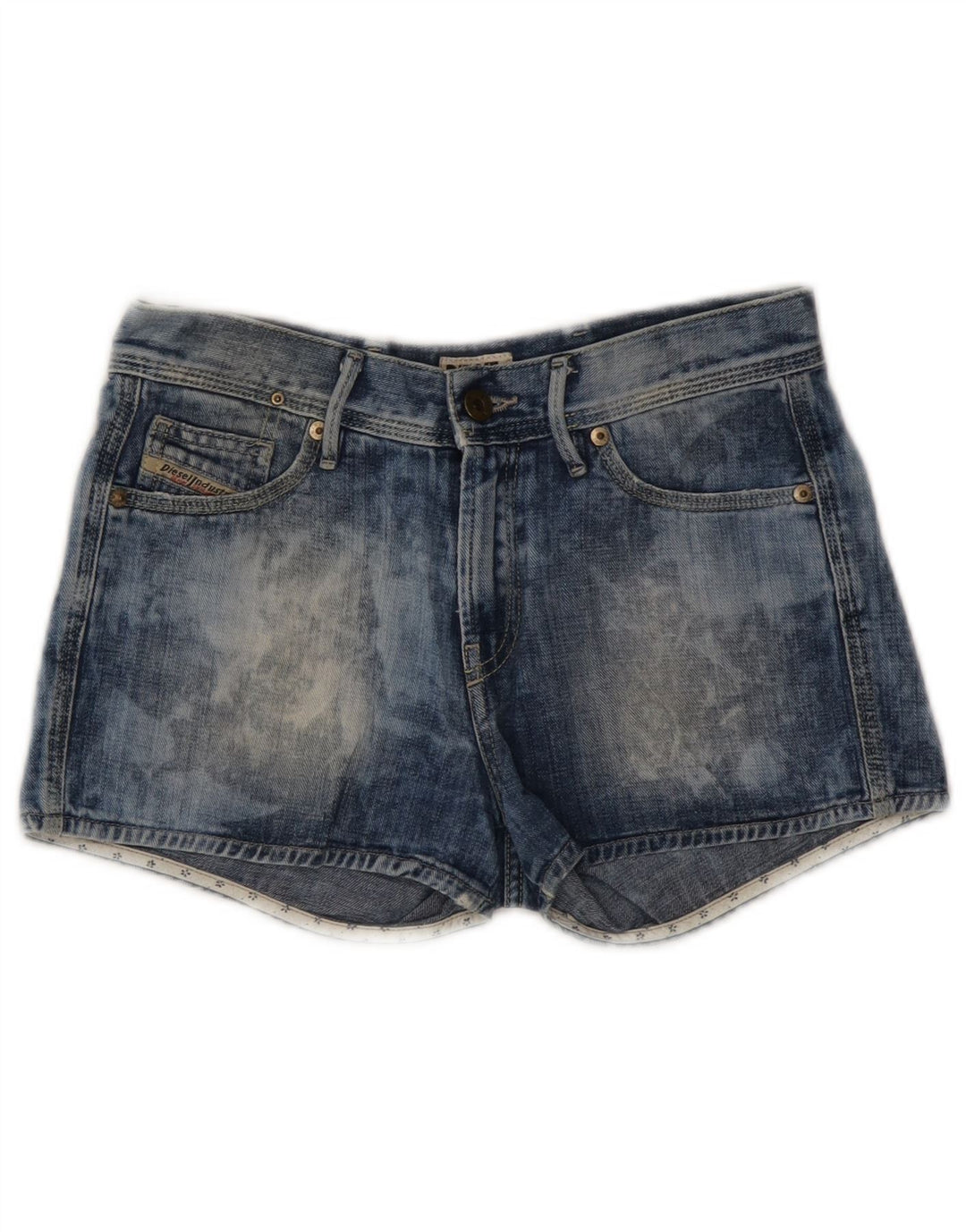 DIESEL Pantalones cortos vaqueros con lavado ácido para mujer W25 XS Algodón azul