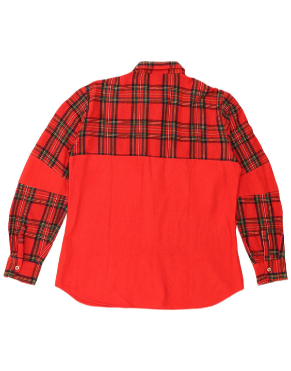 Bailo Camisa De Franela Para Hombre Talla 16 41 Grande Rojo Cuadros Lana Retro