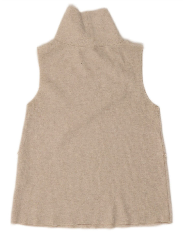 Zara Mujer Chaleco Top UK 10 Small Beige Poliéster